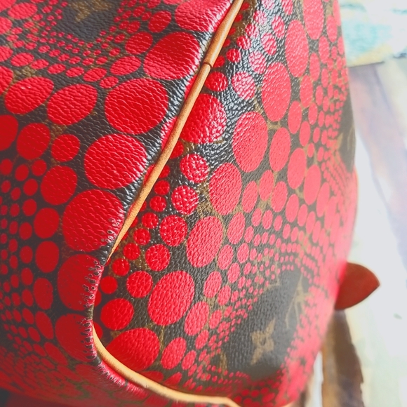 LOUIS VUITTON Speedy 30 Yayoi Kusama 2012 LTD ED Pumpkin Infinity Red Purs Bag - Picture 9 of 16